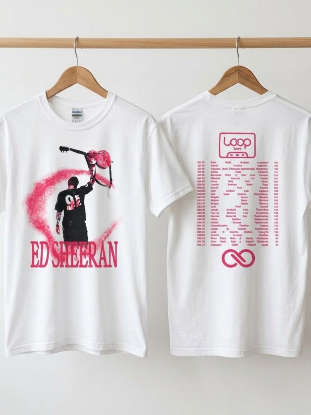 Ed Sheeran Loop Tour 2026 Pink Silhouette Graphic White T-Shirt Unisex Reprint